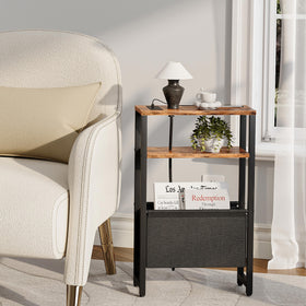 IRCPEN 3-tier nightstand keeps magazines, cups, and chargers neatly organized.