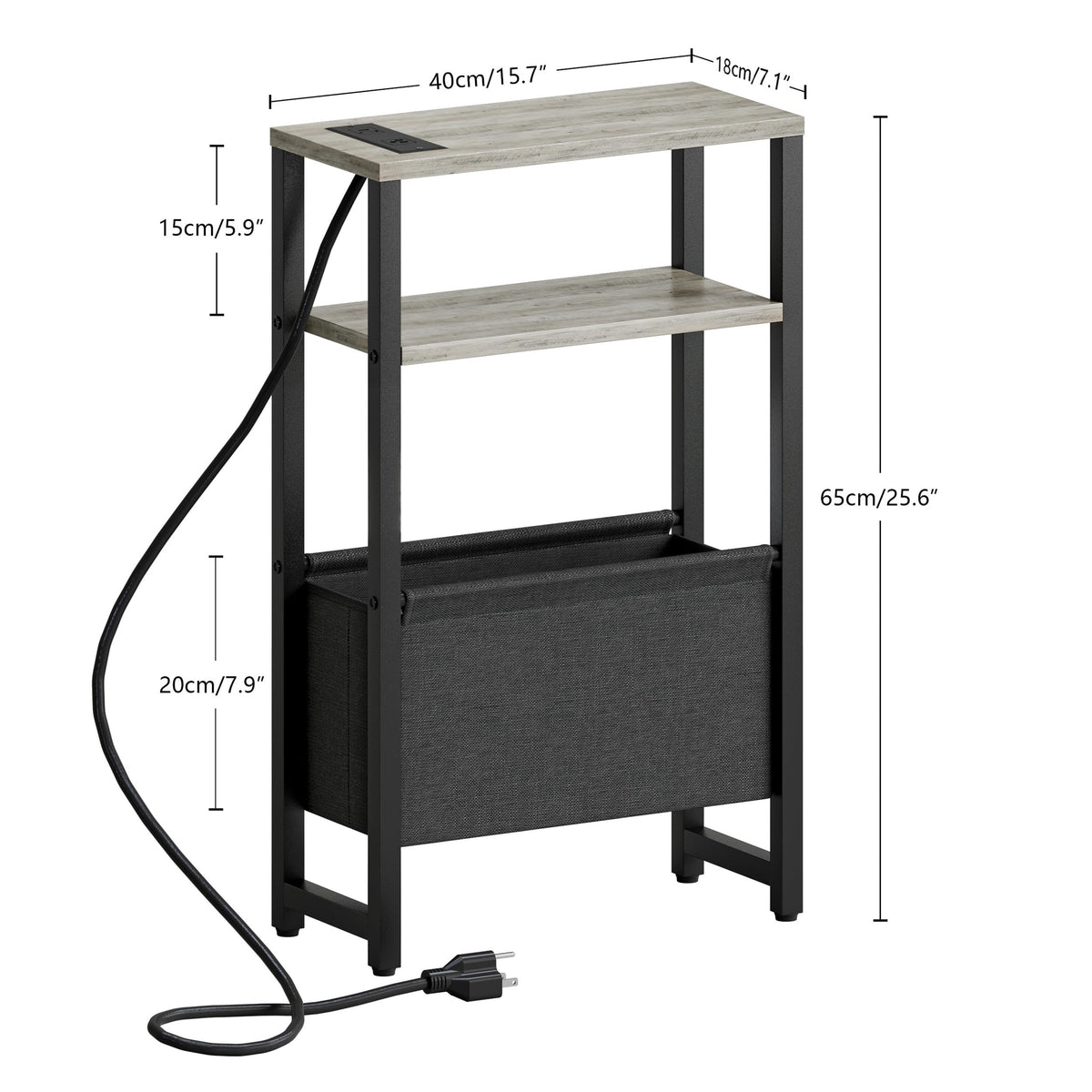 IRCPEN 3-tier nightstand with magazine rack for living room.