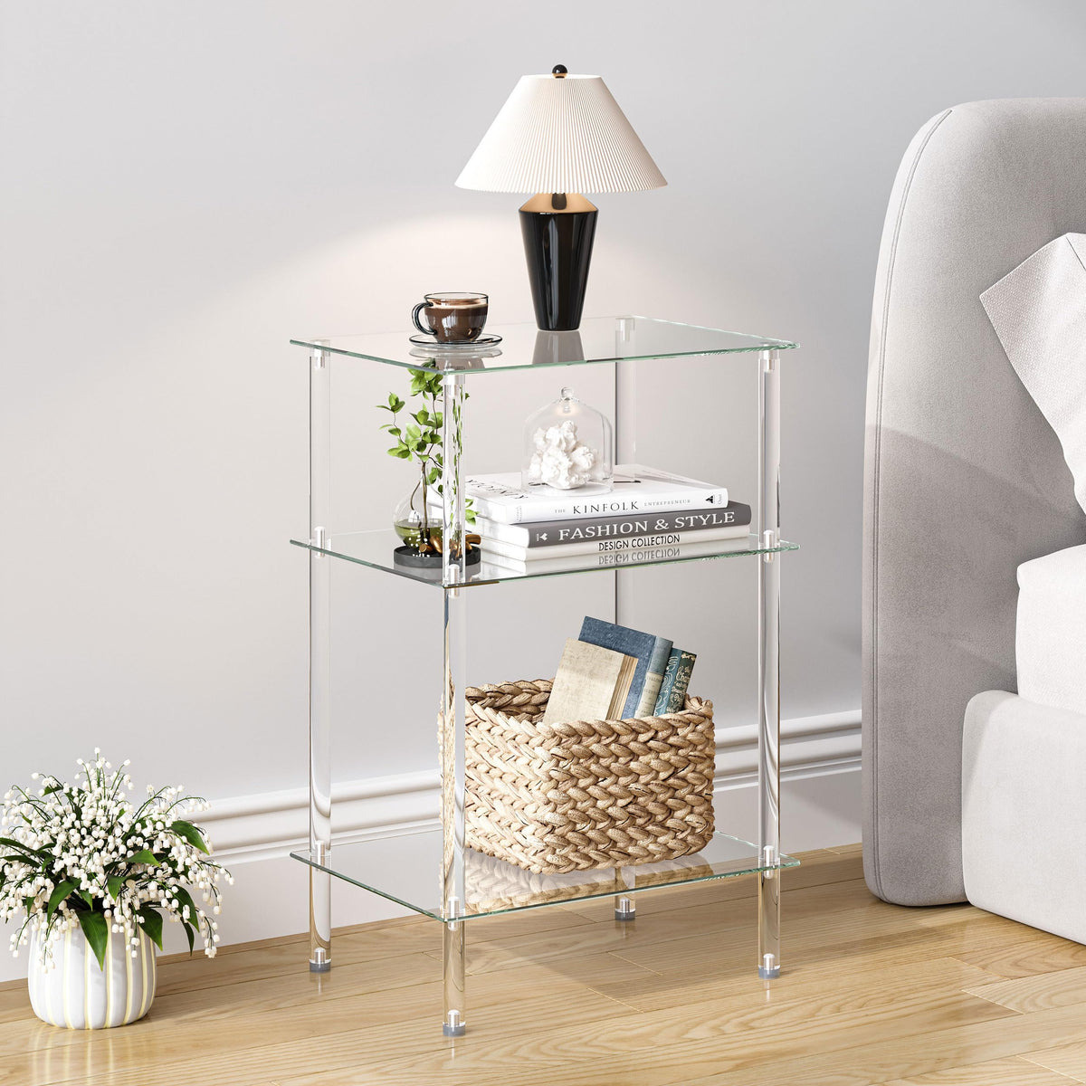 IRCPEN acrylic frame with tempered glass shelves close-up shows durability and easy cleaning