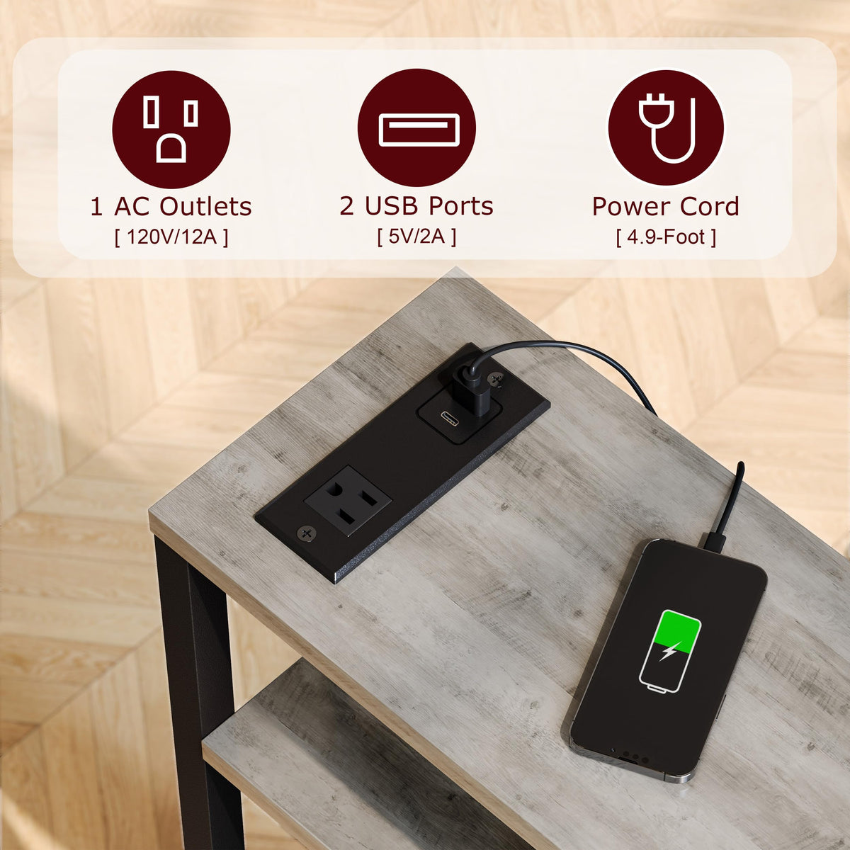 IRCPEN bedside table for small spaces keeps essentials within reach.