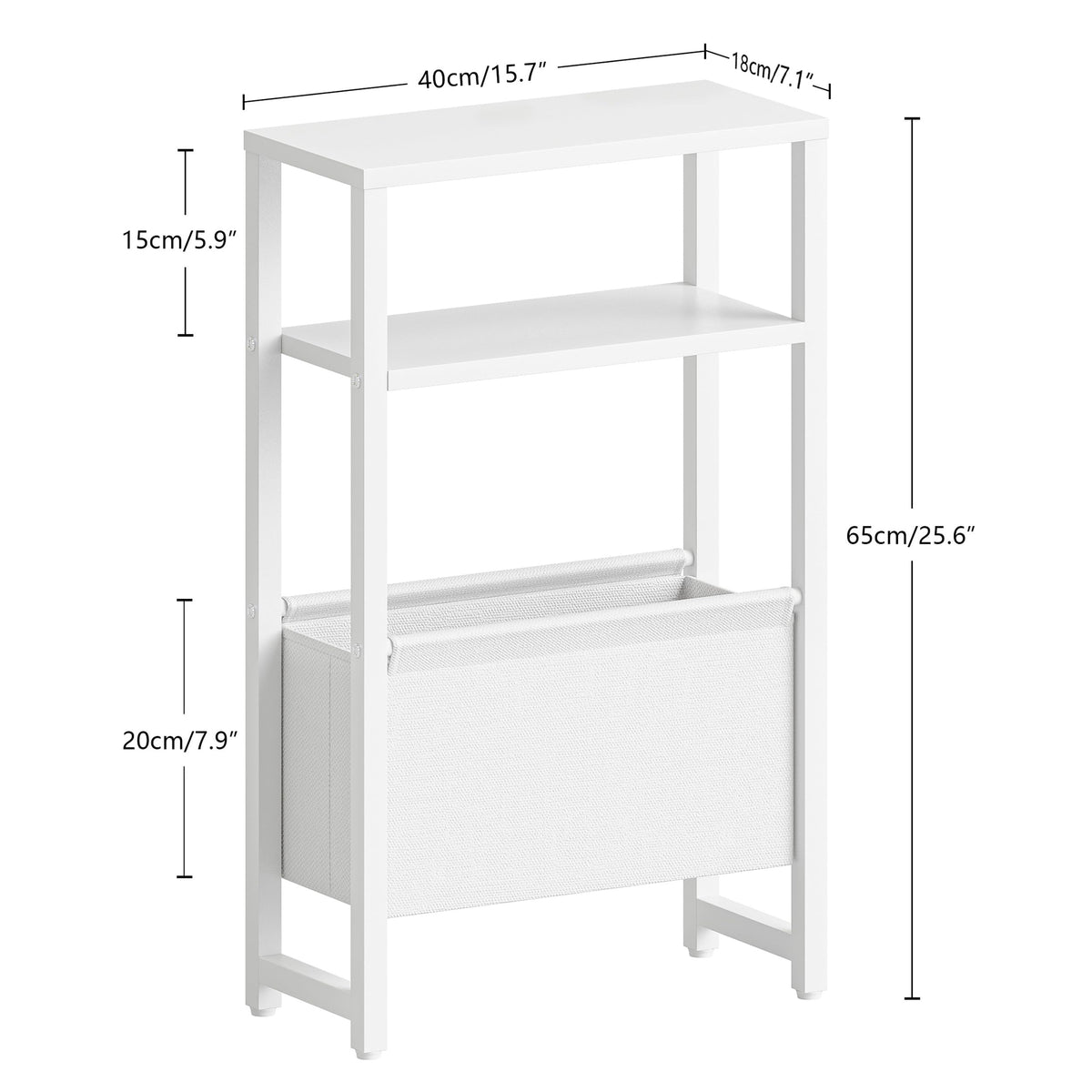 IRCPEN narrow side table 3-tier storage demonstrates organized living room setup