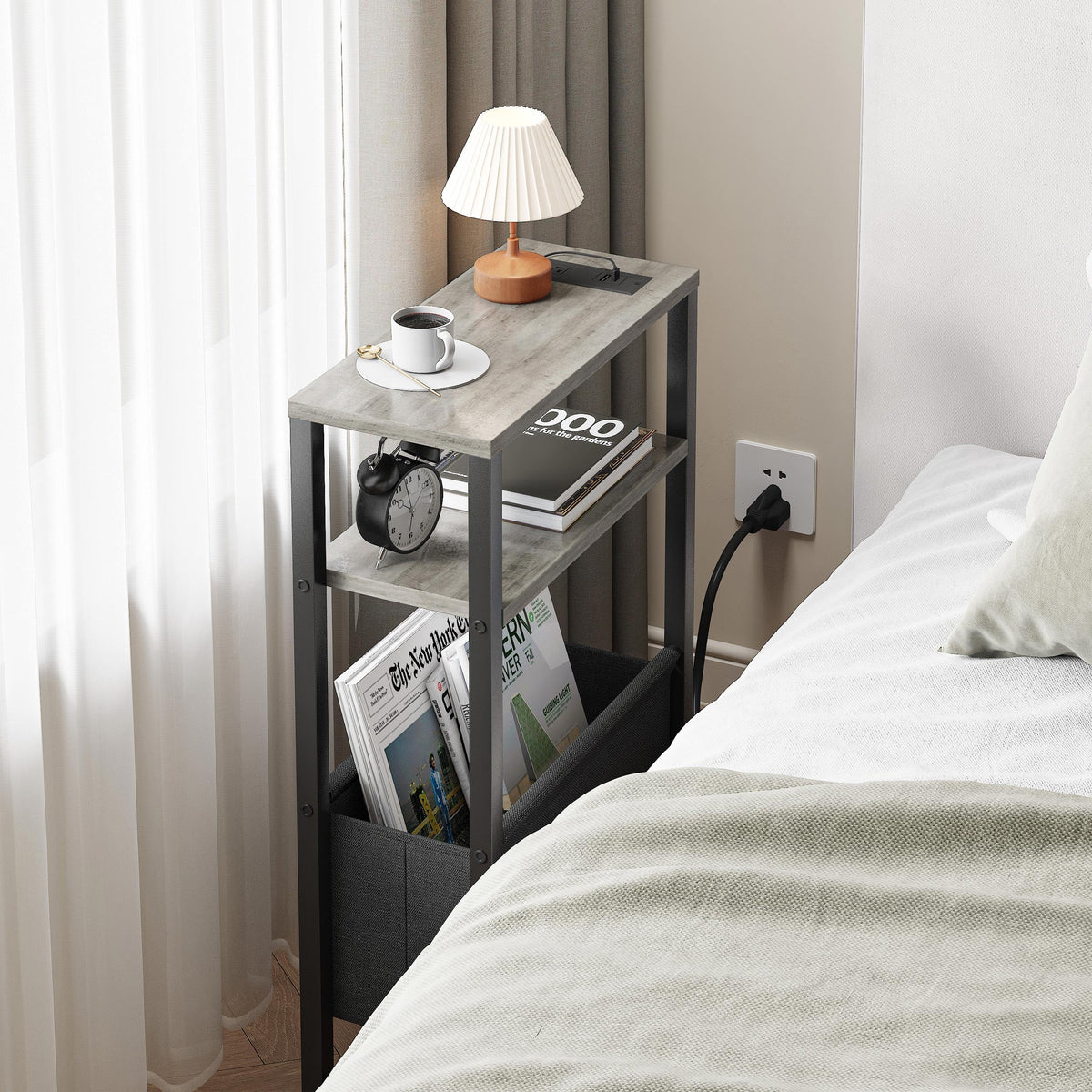 IRCPEN oak grey finish end table complements modern interiors.