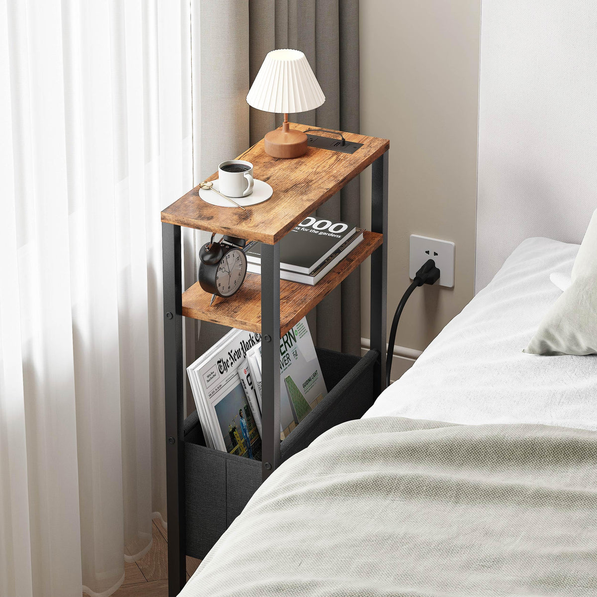 IRCPEN rustic brown end table fits small spaces without crowding the room.