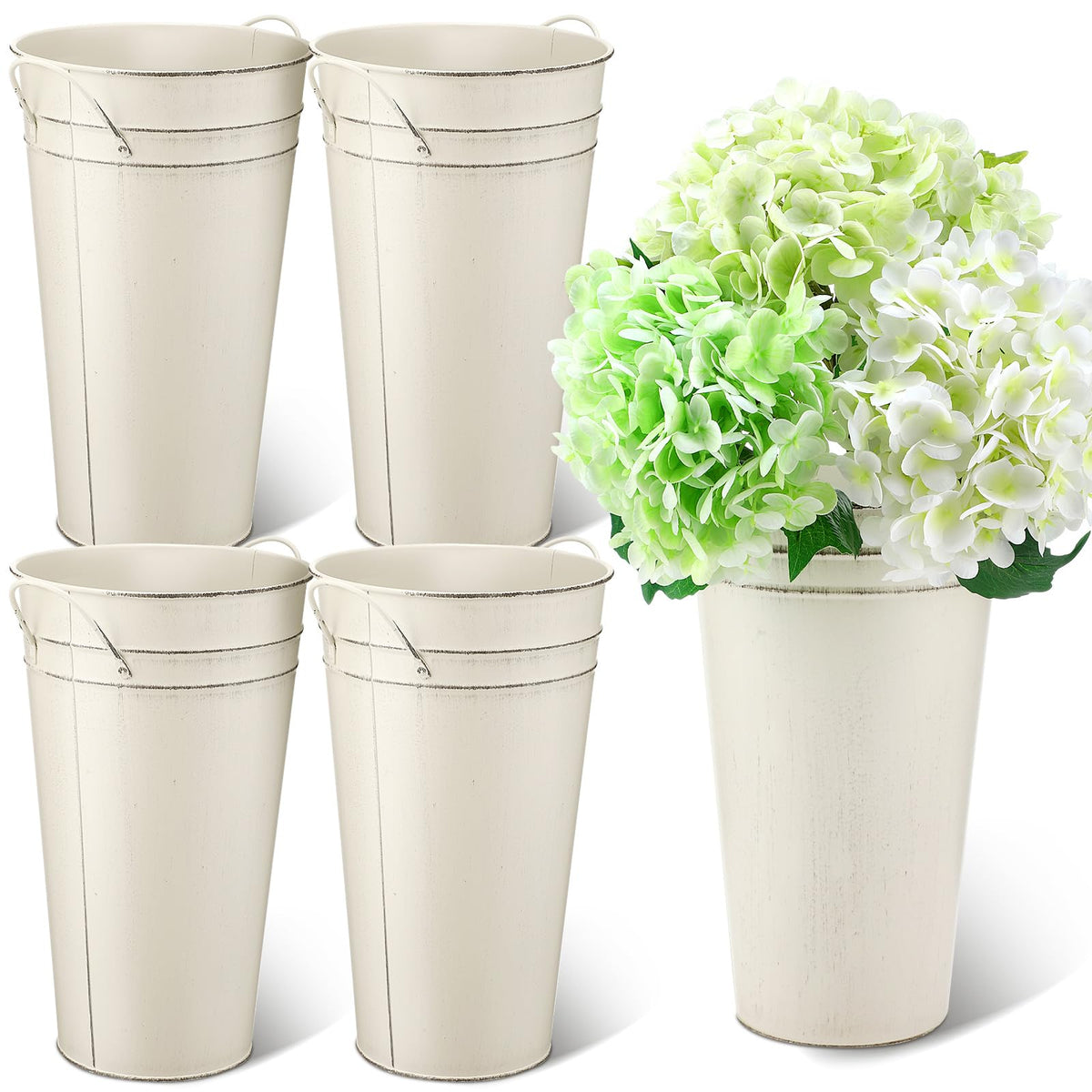 Irenare 12-inch vintage galvanized flower bucket as rustic centerpiece
