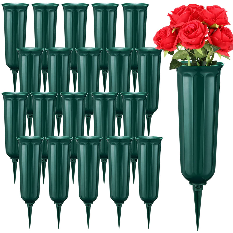 Irenare 20-pack cemetery vases with spikes for stable grave decorations.