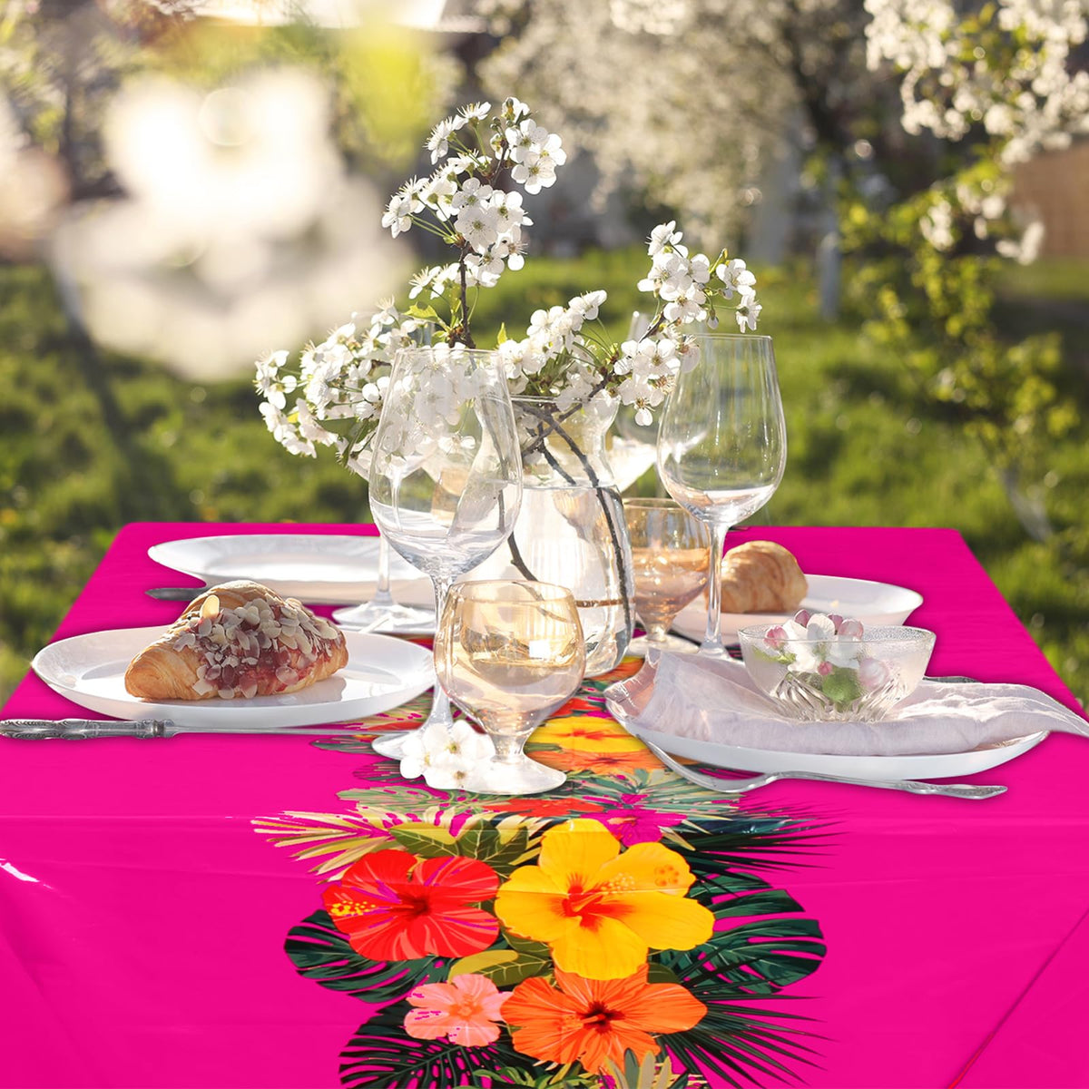 Irenare disposable plastic tablecover protects surfaces while simplifying post-party cleanup.