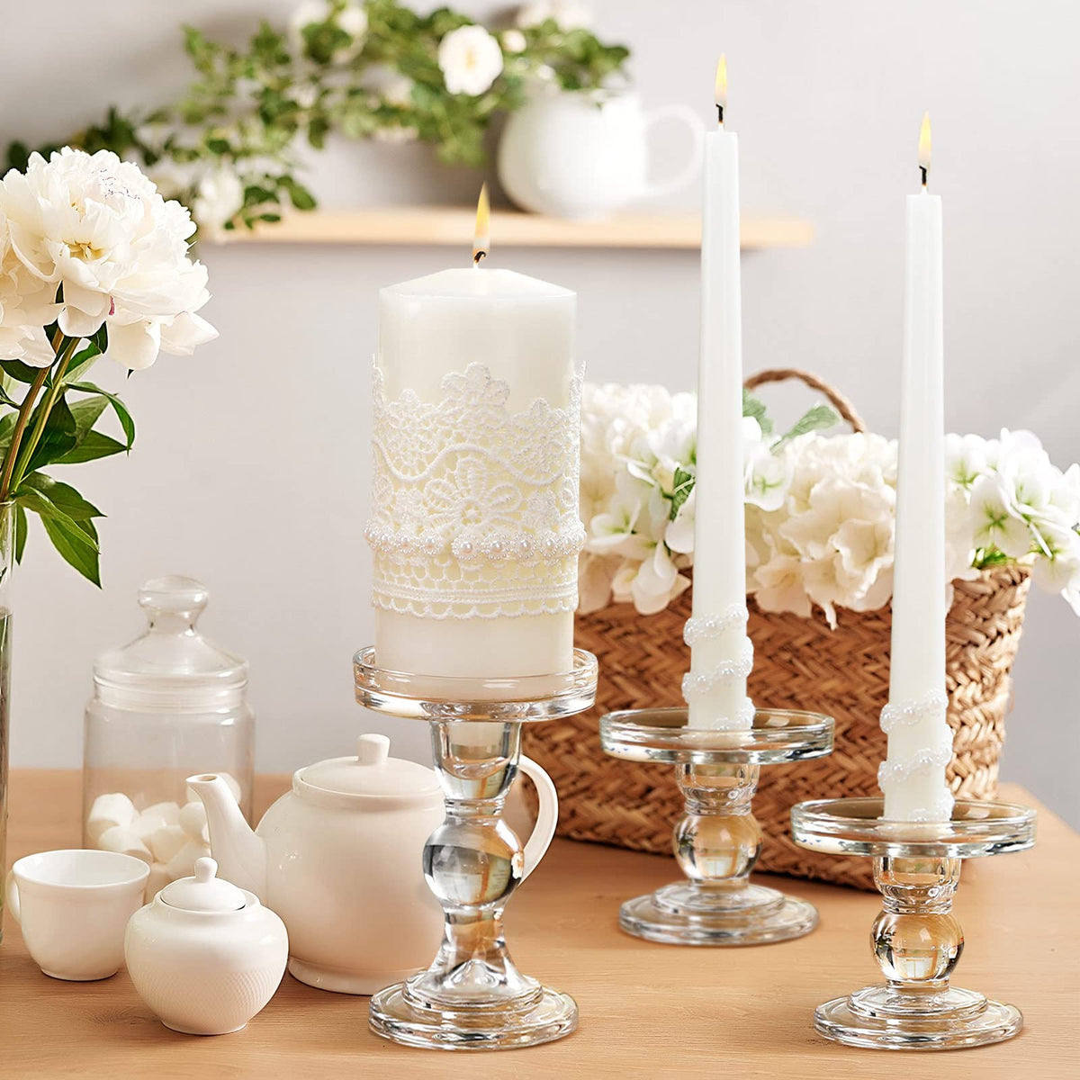 Irenare elegant wedding decor table centerpiece with unity candles and holders