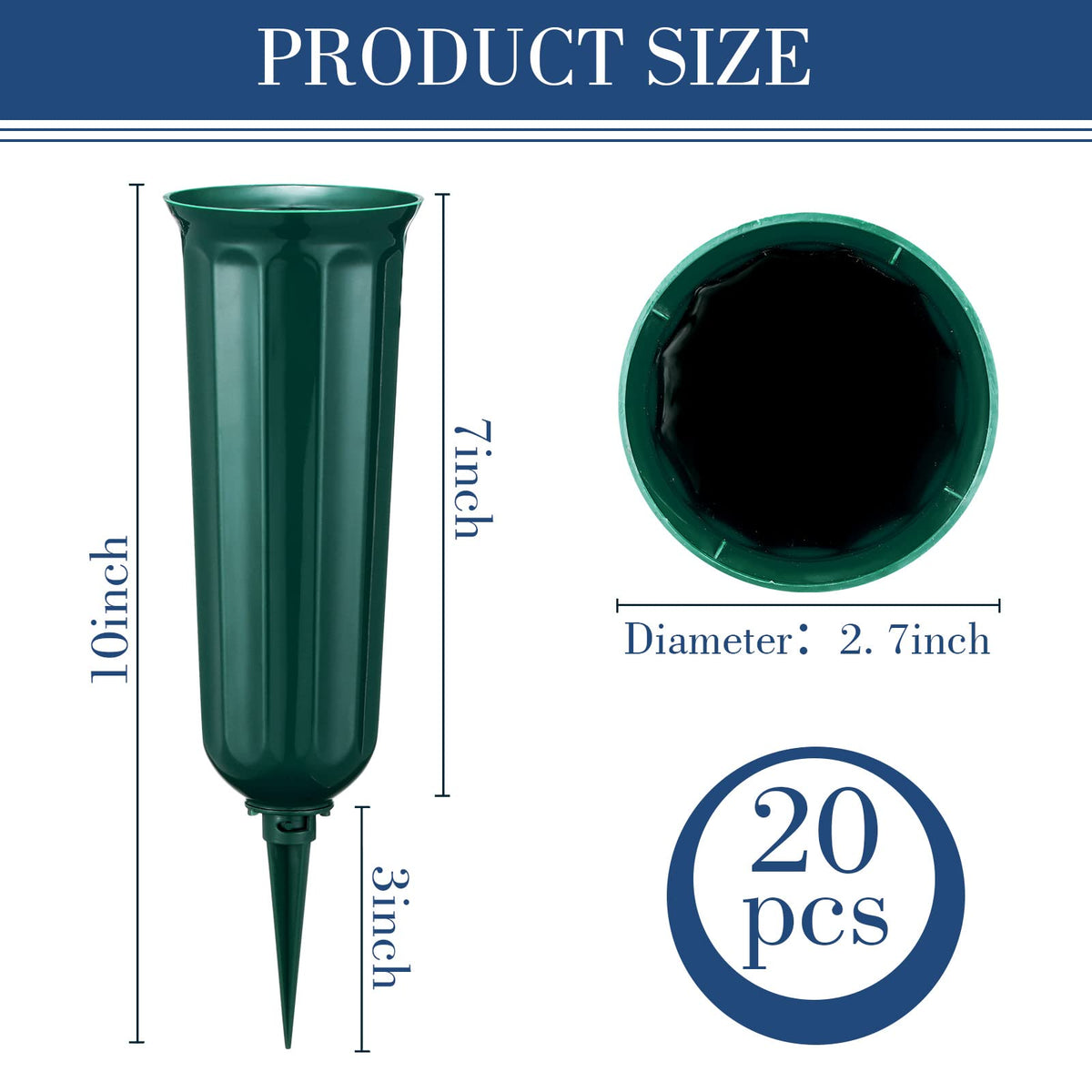 Irenare green cone vases blend with lawn for respectful outdoor displays.