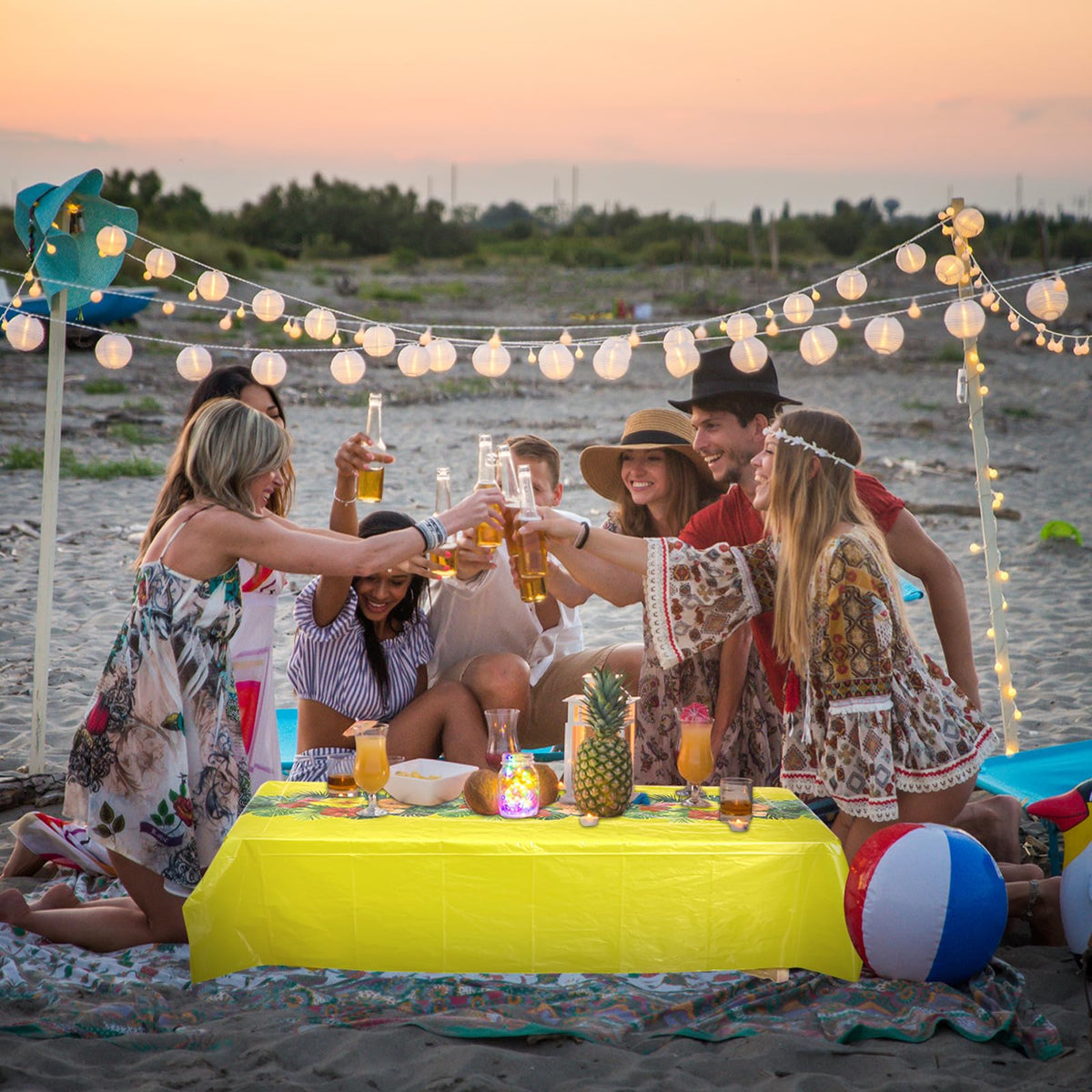 Irenare multicolor Hawaii tablecloth boosts photos and memories without fuss.