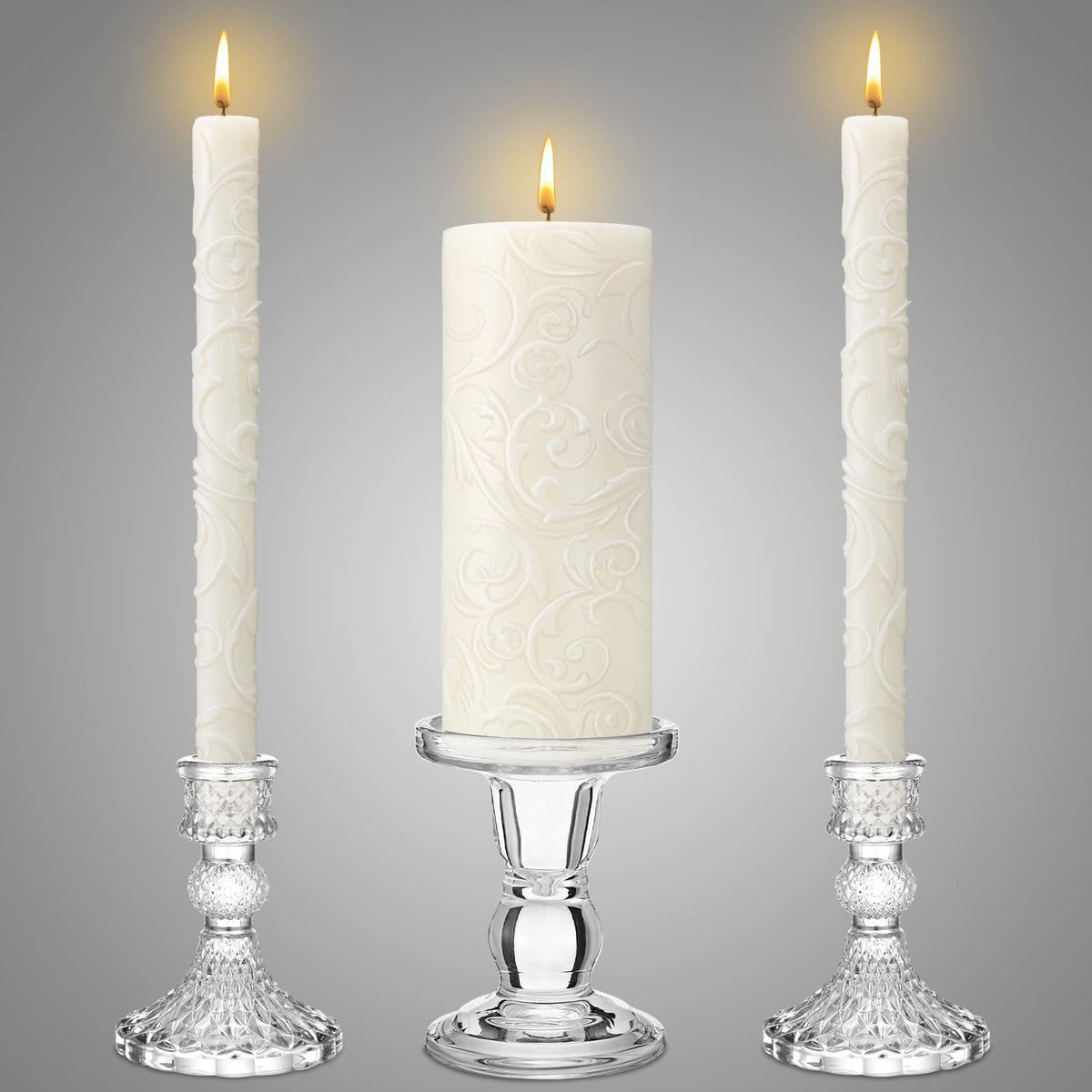 Irenare unity candles with three-piece set for a romantic wedding ceremony