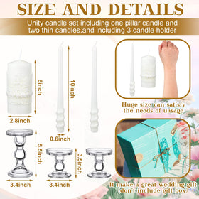 Irenare wedding candles offered in two sizes to fit the holders