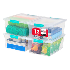 IRIS USA 12 Qt craft storage bin with lids for secure, dust-free organization
