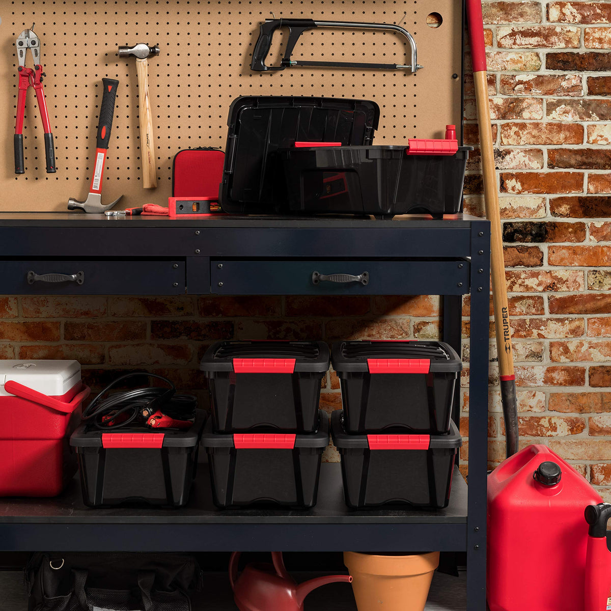 IRIS USA 13qt storage bin; built-in handles for easy lifting.