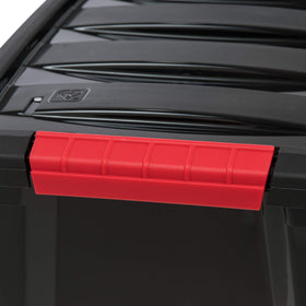 IRIS USA 13qt storage bin; clear lid view for quick checks.