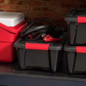 IRIS USA 13qt storage bin; lock buckles keep contents contained.