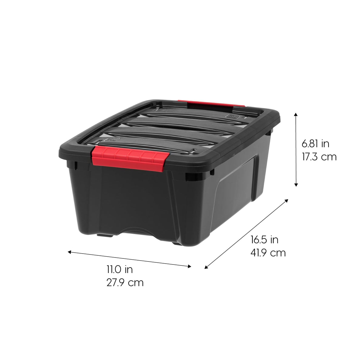 IRIS USA 13qt storage bin; stackable design saves shelf space.