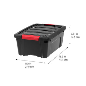 IRIS USA 13qt storage bin; stackable design saves shelf space.