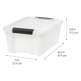 IRIS USA 13 qt box with locking buckles ensures secure stacking for organized spaces