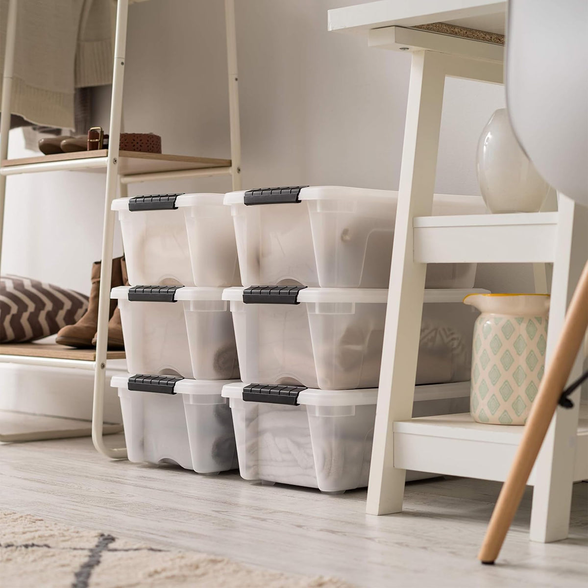 IRIS USA nestable design saves space when bins are not in use