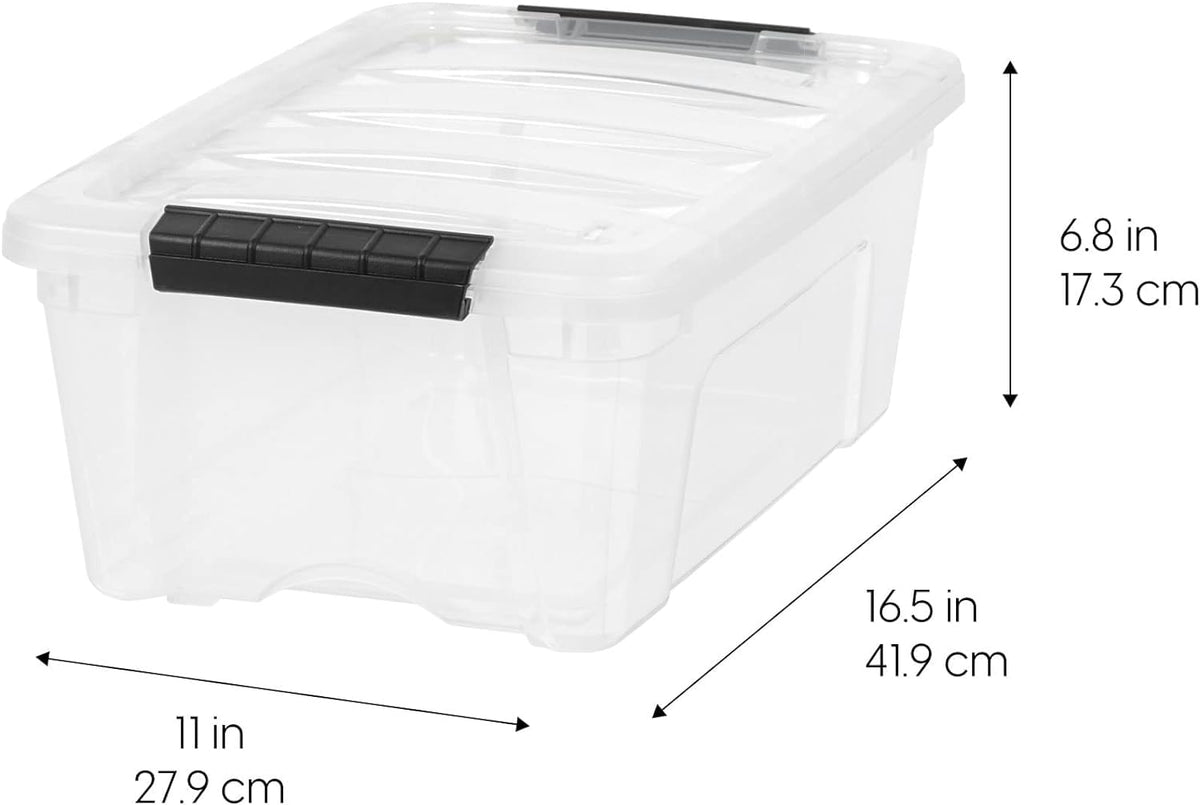 IRIS USA 13qt storage box pull handle for effortless shelf access.
