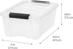IRIS USA 13qt storage box pull handle for effortless shelf access.