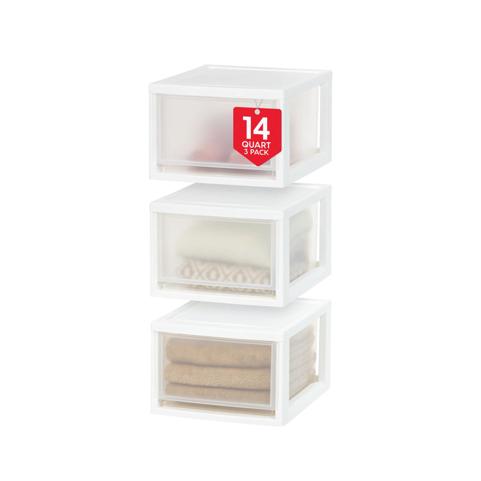 IRIS USA 14-qt drawer front view shows organized storage and quick access