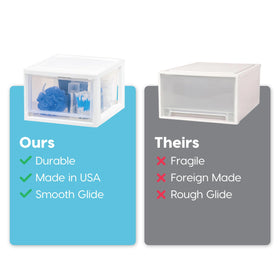 IRIS USA 14-qt drawer stackable set arranged for flexible storage