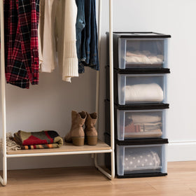 IRIS USA 17 Qt stackable drawer in pantry shows contents at a glance.