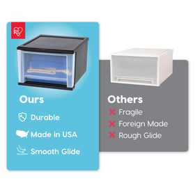 IRIS USA 17 Qt stackable drawer with sliding action enables easy daily access.