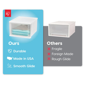 IRIS USA 17 Qt stacking drawer coral frame adds subtle privacy.