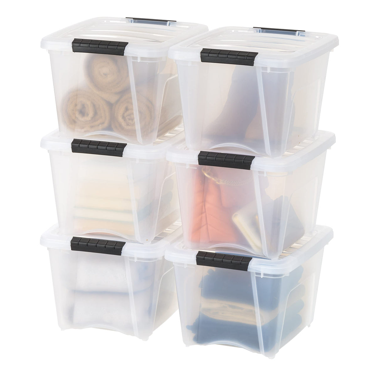 IRIS USA 19 qt storage box with lid provides clear visibility for quick item checks.