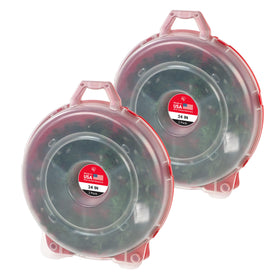 IRIS USA 24-inch wreath storage box front view with clear lid for quick identification.