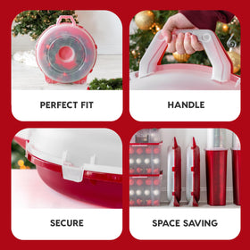 IRIS USA 24-inch wreath storage box open lid demonstrates easy access to contents.
