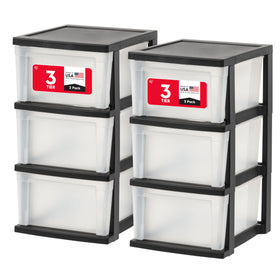 IRIS USA 3-drawer storage cart front view for space-saving organization.