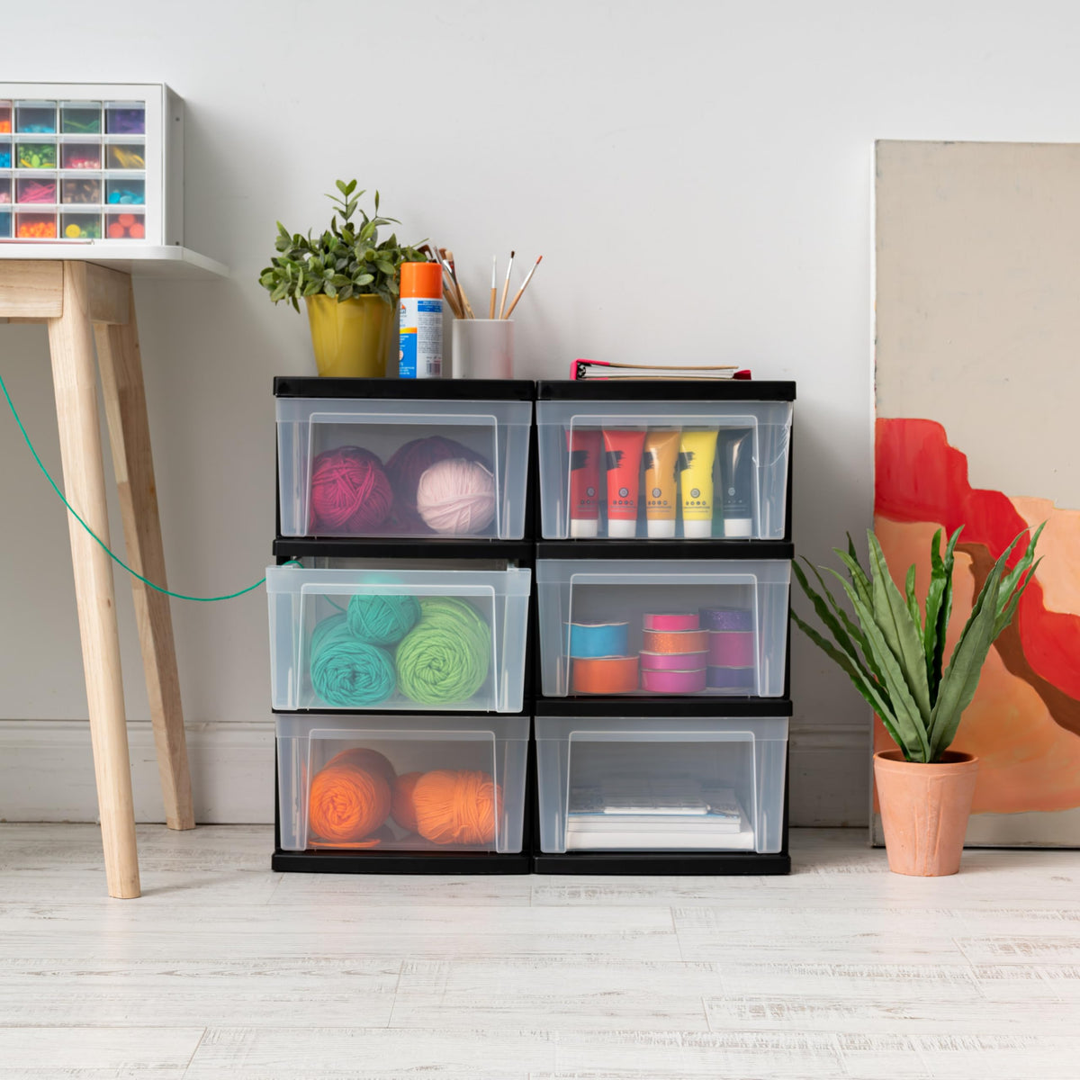 IRIS USA 3-drawer storage cart narrow frame design fits tight spaces.