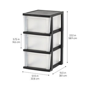 IRIS USA 3-drawer storage cart side view highlights narrow footprint.