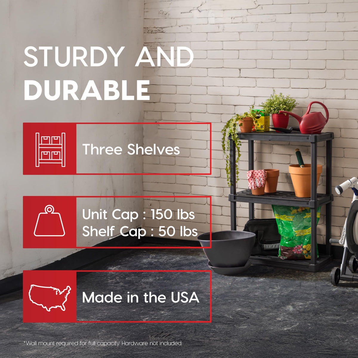 IRIS USA 3-shelf assembled demonstrates tool-free setup for quick organization.