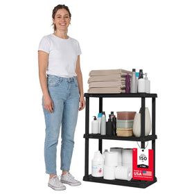 IRIS USA 3-shelf light-duty shelf side view shows sturdy, space-saving design.