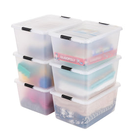 IRIS USA 32-quart clip box with latching lids for secure craft storage