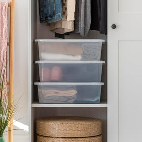 IRIS USA 33 Qt bin is versatile for bedding and shoes storage.