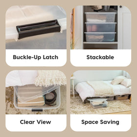 IRIS USA 33 Qt container is ideal for seasonal clothes and linens.