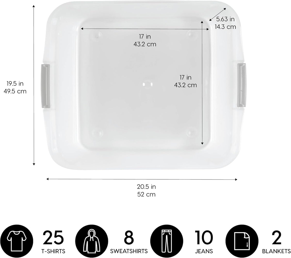 IRIS USA 33 Qt bin stacks neatly under bed for space-saving organization.