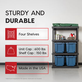 IRIS USA 4-Shelf sturdy design supports up to 600 lbs total