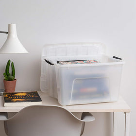 IRIS USA 40 Qt nestable bin design saves space when not in use