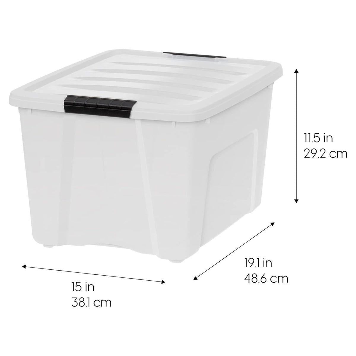 IRIS USA BPA-free bin close-up highlights durable, safe storage materials.