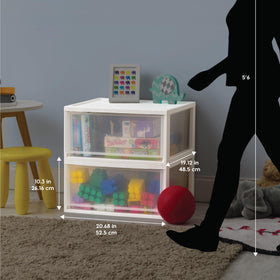IRIS USA 47 Qt stackable drawer front view showing clear visibility.