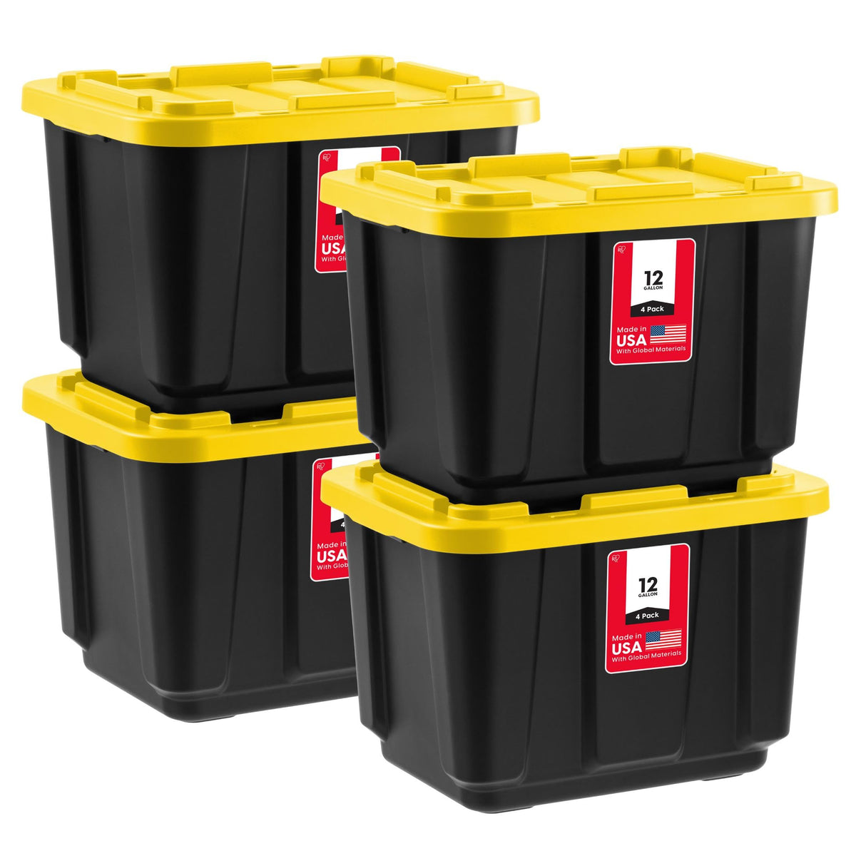 IRIS USA 12-gallon bin with lid for secure, stackable home organization.