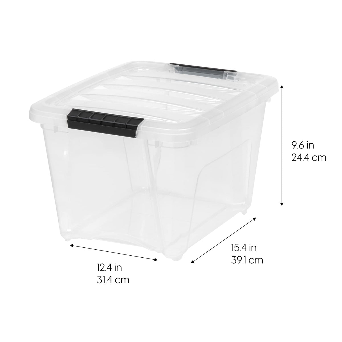 IRIS USA 4-pack storage boxes stackable for space-saving organization.