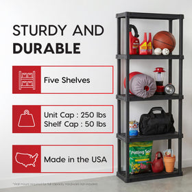 IRIS USA 5-tier shelf side profile emphasizes slim footprint.