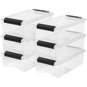 IRIS USA 6-pack storage bins with lids for easy closet organization and quick access.